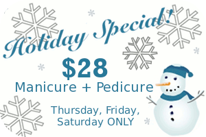 Holiday Special! $28 Manicure+Pedicure (Th, Fri, Sat Only)